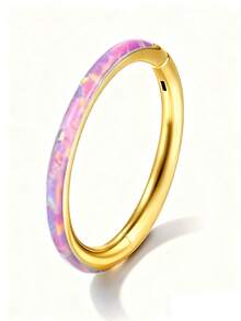 1pc Opal Nose Ring 316 Stainless Steel Hinged Ear Cartilage Ear Cuff Septum Ring Body Piercing Jewelry - Opal - View 14