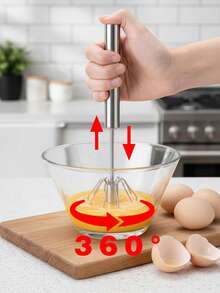 1/2/3pcs Semi-Automatic Egg Beater, Cream & Egg Mixer, Home Egg Mixer, Press & Rotate Whisk, Baking Tool, Suitable For Various Mixed Foods, Kitchen Appliances, Baking Supplies - Multicolor - View 2