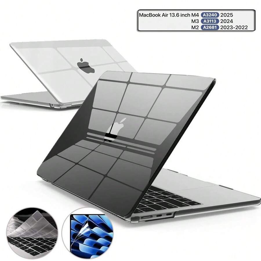 Compatible With Mac-Book Air 13 Inch Case, 2025-2022 M4 A3240 M3 A3113 M2 A2681 Hard Shell Case & Keyboard Skin Cover & Screen Protector - 黑色 - 查看 1