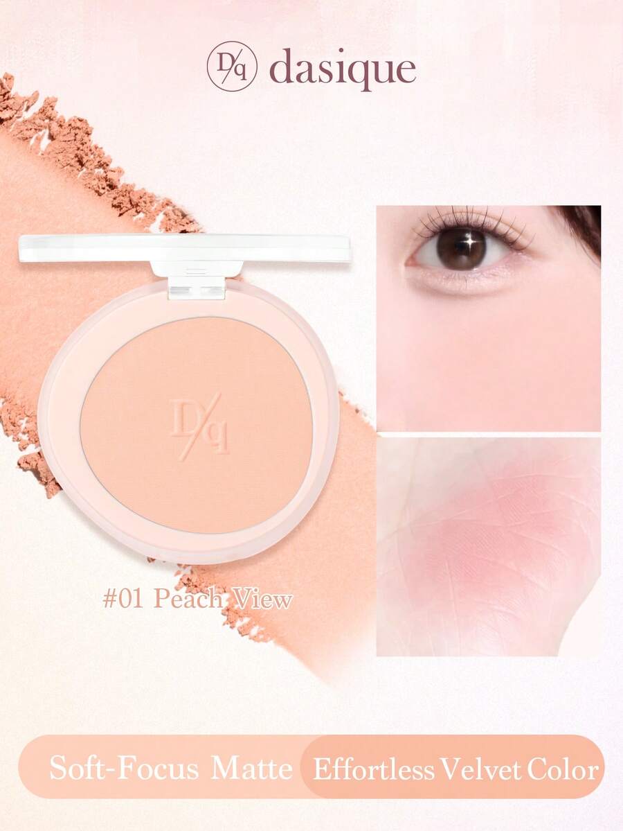 Dasique Matte Blush Palette, Highly Pigmented Long-Lasting Luminous Lightweight Natural Blush Makeup, Fashion Women's Cosmetic Brand, Christmas Gift For Her, Bridal Essential, Summer, Valentine's Day, Holiday Must-Have - #01 Peach View - 查看 1