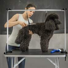 Dog Grooming Table, Pet Grooming Table, Clipping Table With Height-Adjustable Pole, 2 Straps And Scratch-Resistant Rubber Surface