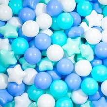 100pcs Ball Pit Balls For Baby And Toddler Phthalate Free Crush Proof Plastic - Multicolored Pit Balls In Reusable Play Toys For Kids With Storage Bag - White, Blue, Green - Stars and Balls - View 2