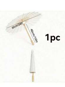6把白色纸伞，木柄，无羽毛，无需用电，DIY新娘送礼会装饰，婚礼派对道具，摄影配件 - 彩色 - 查看 13