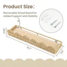Scalloped Nursery Bookshelf Set Of 4 Picture Ledge Shelf For Wall Decor Woven Straw Paper Floating Shelves For Books Toys Photo Frames Nursery Boho Modern Farmhouse Book Shelf - Packof4 - View 2