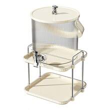 1pc New Luxury Double-Layer Cold Water Dispenser Rack, Desktop Juice Beverage Water Dispenser With Faucet, Drink Chiller Bucket, Beverage Dispenser - Beige - View 7
