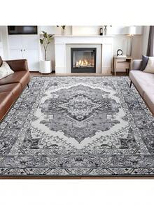 Homore Bohemian Printed Faux Cashmere Carpet, Anti-Slip Base Surface, Machine Washable Without Shedding, Suitable For Area Carpets In Living Rooms, Bedrooms And Kitchens, Can Be Used As Floor Protection And Decorative Carpets - 灰色 - 查看 10