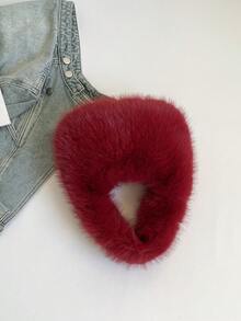 Túi xách lông xù mới thu đông 2025, túi đi làm đa năng hình mây và lưỡi liềm dài màu trơn, túi tote lông xù dành cho nữ - Đỏ - Xem 8