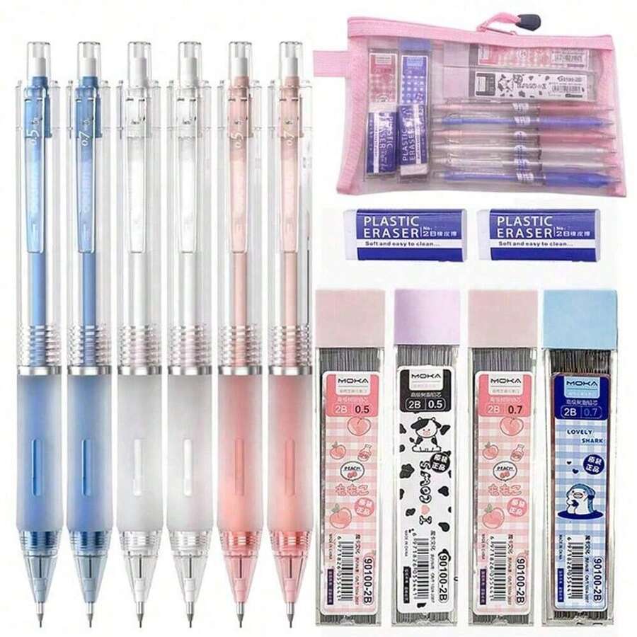 13 Pencils/Set, Mechanical Pencil Set, 0.5/0.7mm Lead, Suitable For Art Sketching, Back-To-School Season, School Supplies, Cute Stationery, Colored Pencils, Writing Pens. - Multicolor - View 1