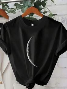 Camiseta de cuello redondo con patrón negro - Negro - Ver 1