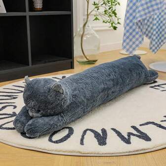 1pc Long Strip Pillow Home Lazy Blue Cat Pillow Sleeping Leg Pillow Home Sofa Waist Pillow