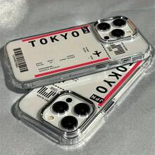 Funda Protectora de TPU con Diseño de Graffiti de Billete de Avión de Tokyo| Cubierta de Teléfono a Prueba de Golpes| Transparente y Resistente a los Arañazos, Compatible con  7 / X / XS / 11 Series y Modelos  12 / 13 / 14 / 15, funda para móvil, carcasa celular, case, estuche celular, fundas, carcasa - Color 1 - Ver 6