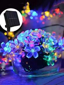 1 String Solar Powered Cherry Blossom LED Lights, Solar Flower Decor, Outdoor Home Garden Lawn Patio Lighting, Holiday Party Halloween Decoration, Autumn House Decor, Outdoor Decor - Solar-powered Cherry Blossoms - View 7