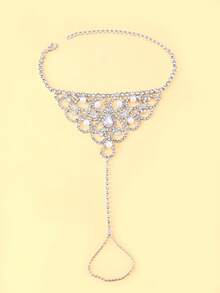 1pc Bohemian Style Toe Ring Anklet, Fashion Hollow Crystal Foot Jewelry For Summer Beach