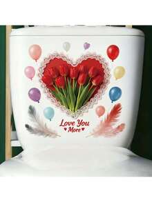 1pc Valentine's Day Romantic Tulip Balloon Heart Decorative Sticker PVC Sticker Removable Self-Adhesive Easy-Tear Sticker Home Decor To Brighten Your Life Holiday Decor Stickers Birthday Graduation Gift - Multicolor - View 1