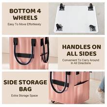 Rolling Grocery Shopping Tote - Portable Large Capacity Wheel Bag For Market & Travel, Duffle Bag For Travel With Wheels, Bag With Wheels, Grocery Shopping Cart, Casual Design, Sturdy Construction, Reinforced Handles, Frequent Travelers, Home Shopper - 粉色 - 查看 4