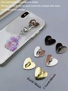 Supporto ad anello a forma di cuore per telefono, con retro adesivo, compatibile con la maggior parte delle custodie per telefono, supporto durevole per dita per smartphone, tablet, portachiavi, borse, cinture, cordini, bracciali e collane, accessori per telefono fai-da-te, forniture per appendere - nero - Visualizzare 4