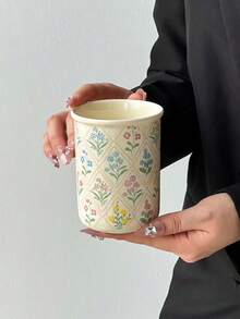 1个陶瓷手持咖啡杯,ins风奶油色韩式简约可爱陶瓷马克杯,经典花卉系列,手工制作,高颜值茶杯/咖啡杯,适合家庭、餐厅、咖啡馆使用 - 可爱、创意、个性化早餐杯、茶杯、咖啡杯,生日和节日礼物的理想之选 - 彩色 - 查看 14