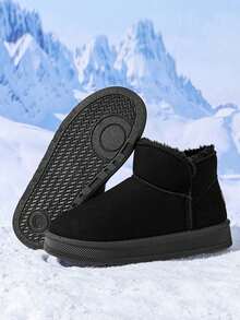 1 Pair Men's Snow Boots, Warm Winter Essential With Thermal Lining, Low-Top, Soft & Comfortable, Easy To Wear For Warm Winter Days