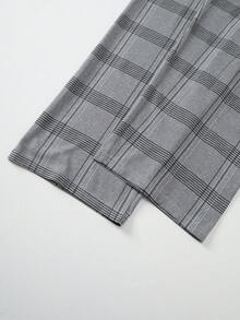 2pcs Men's Lightweight Pajama Set, Short Sleeve Top And Long Pants, Men's Spring/Summer Plaid Striped Loungewear Set - Grey - View 11