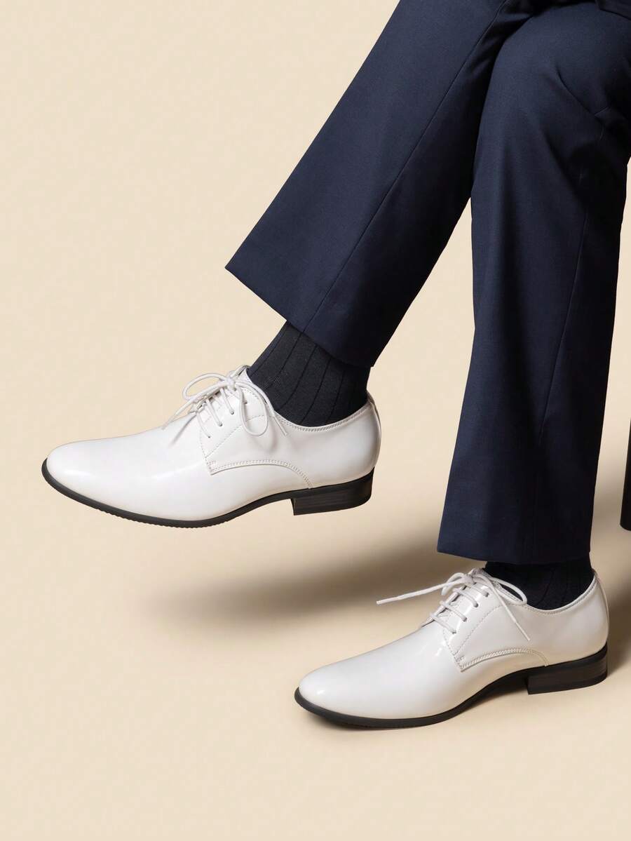 Men's British Style Dress Shoes For School Party Ceremony Festival Formal Office Work White Shoes - trắng - Xem 1