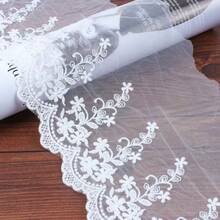 Viền ren thêu rộng 15cm, thích hợp cho rèm cửa, tay áo, trang trí quần áo tự làm - Màu trắng, 1 yard - Nhiều màu - Xem 7