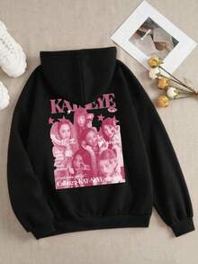 1 Piece KATSEYE Merch Women's Hoodie, Long Sleeve Loose Fit Warm Pullover for Fall Winter sudaderas de mujer，sudaderas de mujer invierno，sudadera，ropa invierno de mujer，vestiti，winter，polar mujer，forrolar，capucherno de mujer，vestiti，winter，polar mujer，forroylar，capucha - 黑色 - 查看 2