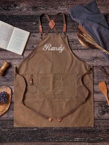 Celemek Kanvas Tebal dengan Teks/Logo Kustom, Tahan Air dan Minyak, Cocok untuk Dapur Rumah, Berkebun di Luar Ruangan, Katering, Pakaian Kerja Denim, Hadiah Luar Biasa untuk Ayah, Celemek Bar, Celemek Bengkel Kanvas dengan Kantong, Hadiah Kustom, Celemek Dapur, Celemek BBQ, Celemek Bartender - beraneka warna - View 4