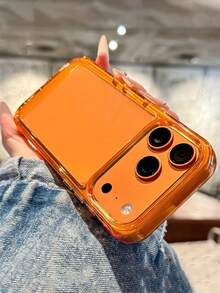 奢华透明防震橙色手机壳，适用于 17 Pro Max、17 Pro、17 Air、17，透明亚克力边框保护套 - 橘色 - 查看 7