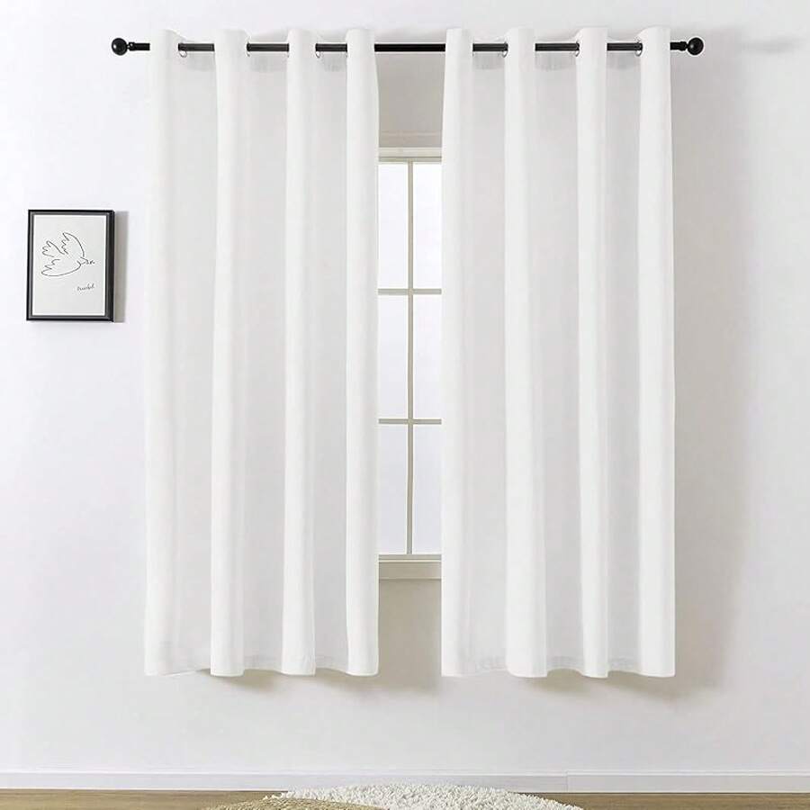 Blackout Curtains Living Room - 96 Inches Long Blocking Curtain Panels, Thermal Insulated Drapes Bedroom/Sliding Door, 2 Panels(W52 X L96 Inch, Ivory) - 漂白白 - 查看 1