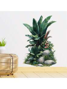 1pc Simulated Stone Green Plant Tree Decorative Sticker PVC Sticker Removable Self-Adhesive Easy-Tear Sticker Home Decoration Make Your Life Fresh Holiday Decor Stickers Birthday Graduation Gifts - Multicolor - View 5