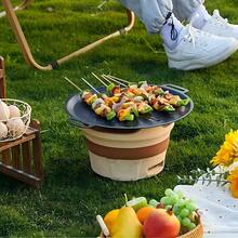 Round Cast Iron Baking Pan, Portable Outdoor Camping Grill, Electromagnetic, Korean Style, Non-Stick, Fast Heat Conduction, No Power Source Required - Multicolor - View 4