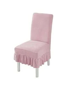 1/4 chiếc Vỏ bọc ghế bằng vải nỉ màu trơn co giãn có ren - Hồng - Xem 7