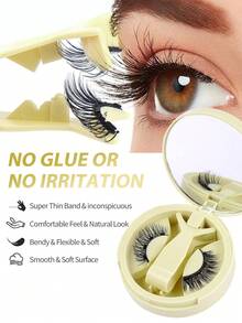 MAANGE 10pcs/Set Magnetic False Eyelashes With Storage Box, Half Eye & Outer Corner Lengthening, Natural & Lightweight. Reusable, No Glue Needed, Magnetic Adsorption, Mixed Styles Of Dense & Curly Lashes Suitable For Party & Cosplay, Reusable - Black - View 7