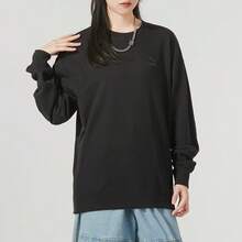 Sudadera unisex Puma, nueva sudadera deportiva de invierno casual con cuello redondo de forro polar y estampado en la espalda, 624941-01 - Negro - Ver 4