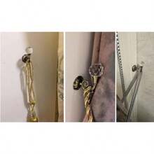 QY- Retenedores de cortina de metal de cristal 2 piezas Retenedor de cortina de cristal de metal Ganchos de amarre para cortinas ventana de pared Soporte para colgar para cortinas Ventana cortinas plateado -6194 - Plateado - Ver 2