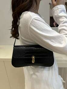 Solid Color Embossed Geometric Pattern Zipper Shoulder Bag, Women's Shoulder Bag, Fashionable Retro Zipper Bag, Casual Waterproof Handbag, Suitable For Teenage Girls, Women, College Students, Young Professionals And Office Ladies. Perfect For Office, Work, Business And Commuting Occasions. Best Women's Work Bag, Retro Style Women's Bag. - Multicolor - View 4