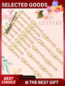 蝴蝶字母钥匙扣吊坠，A-Z，26个字母，包包挂饰，生日派对婚礼礼物。 - 彩色 - 查看 7