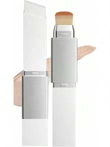 Color Changing Foundation Stick,2-In-1 White Stick Foundation,Dual-Ended Full Coverage Hydrating Concealer Balm With Brush, Moisturizing Makeup Cover Cream Balm For All Skin Types - Natural - Ver 1