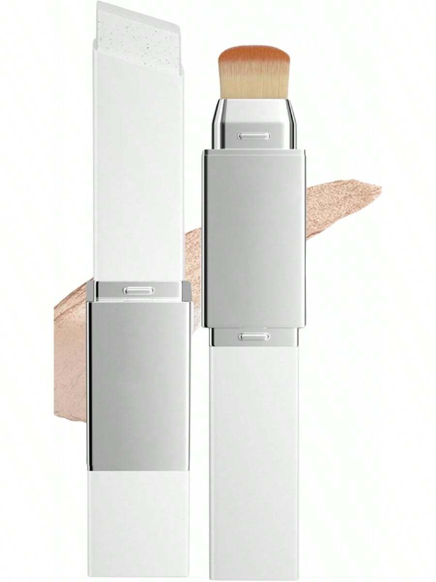 Color Changing Foundation Stick,2-In-1 White Stick Foundation,Dual-Ended Full Coverage Hydrating Concealer Balm With Brush, Moisturizing Makeup Cover Cream Balm For All Skin Types - Natural - Ver 1