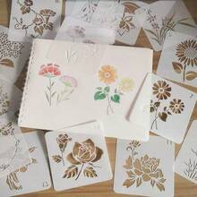 20 piezas Plantilla de dibujo con diseño de flores Volver a la escuela, Volver a la escuela, Útiles escolares - Blanco - Ver 3