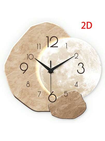 2D Moderne Minimalist Silent Wand Clock, High End ative Seamless Asymmetrical Young People's Bedroom, Dining Room, Living Office, Sofa Background, Mother's Day, Wedding ation, Friend's Birthday Battery Free view 3