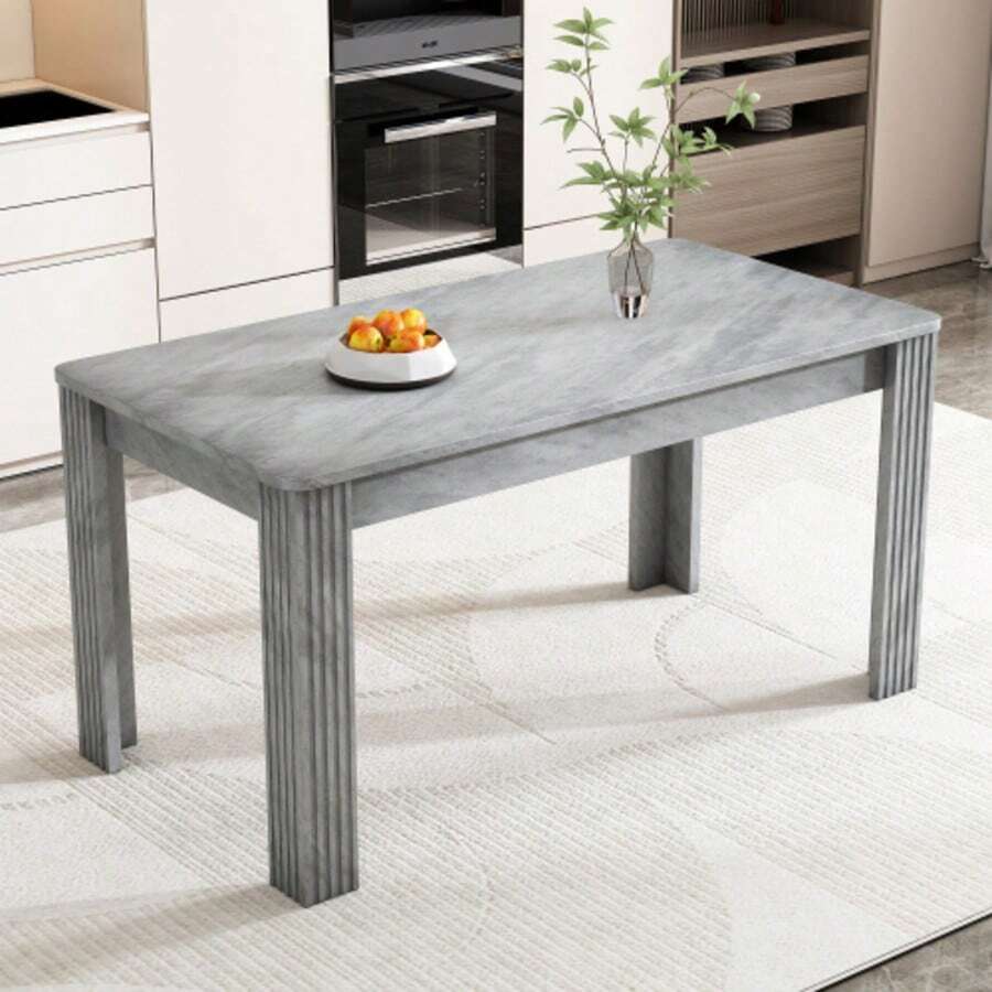 Dining Table, Contemporary Dining Table, Sturdy Dining Table, Table With Four Legs, Oak Wood Table, Rectangular Dining Table, Coffee/Leisure Table, Modern Simple Dining Table, Concrete Look [OLD SKU:WF312300AAB] - Grey - View 1