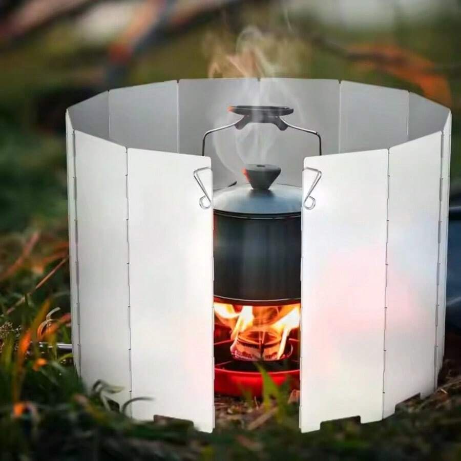 10-Piece Aluminum Alloy Stove Windshield, Ultra-Lightweight Foldable Stove Windshield, Suitable For Outdoor Camping, Picnic - Multicolor - View 1