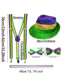 D EXCEED 6Pcs Patrick's Day Plaid Fabric Fedora Hat And Bow Tie Set, Green Irish Cap Party Cosplay Costumes Accessory For Women - Multicolor - View 9