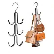 Multi-Functional Wrought Iron Bag Hanger With Multiple Hooks - Space-Saving Organizer For Belts, Scarves, Hats & Purses - Durable Metal Storage Rack For Dressing Room, Closet, Entryway, Modern Aesthetic, Sturdy Construction, Closet Organization, Sleek Design, Longlasting Material, Scarf Holder, Neat Freaks - Black - View 2