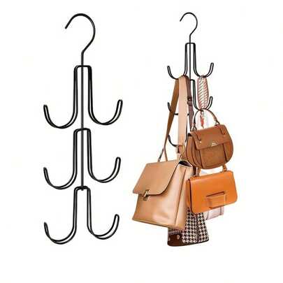 Multi-Functional Wrought Iron Bag Hanger With Multiple Hooks - Space-Saving Organizer For Belts, Scarves, Hats & Purses - Durable Metal Storage Rack For Dressing Room, Closet, Entryway, Modern Aesthetic, Sturdy Construction, Closet Organization, Sleek Design, Longlasting Material, Scarf Holder, Neat Freaks