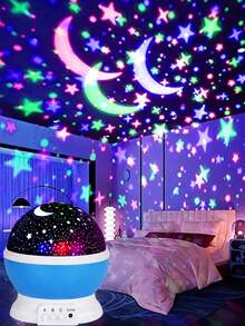 1个USB供电星空水晶投影灯，LED夜灯，适合家居卧室氛围装饰，DJ俱乐部旋转星月灯，感恩节、情人节、生日的完美礼物 - 彩色 - 查看 12