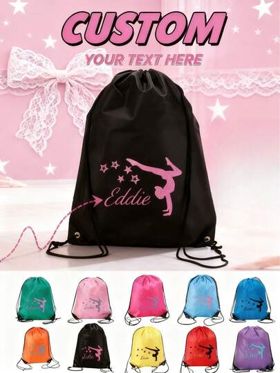 Bolsa deportiva con cordón y cremallera personalizada, impresa con atleta, patrones de juegos de pelota o su nombre, texto, logotipo. Ideal para deportes diarios, acondicionamiento físico, viajes, compras, playa y un regalo de Navidad perfecto para niñas, madres, maestras, hijas. Diseño personalizado