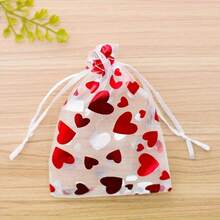 Heart-Shaped Mesh Drawstring Gift Bag - Ideal For Jewelry, Cosmetics And Valentine's Day Gifts - Best Choice For Christmas