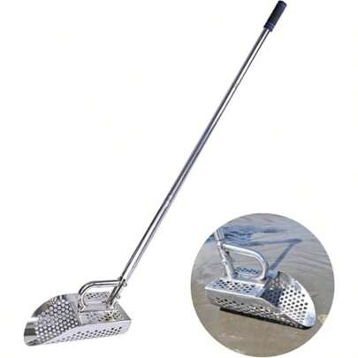 Sand Scoop For Metal Detecting Stainless Steel Shovel Scoop With Long Handle Rust-Proof Sand Scoop For Treasure Hunting